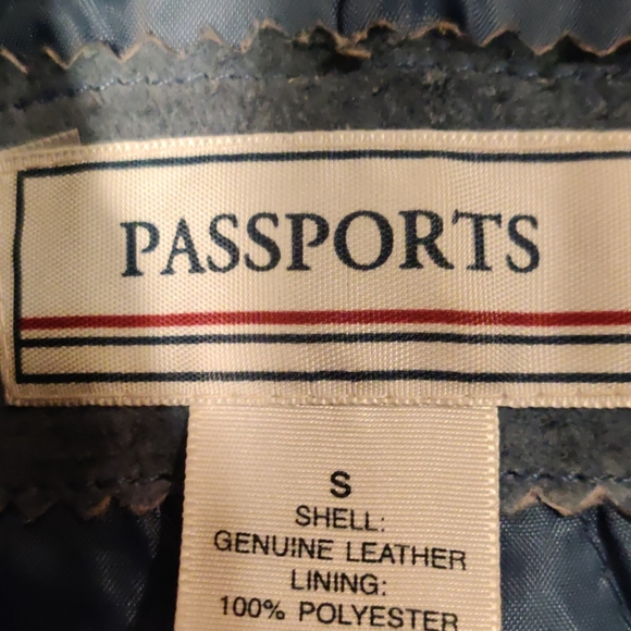 Passport Jackets & Coats Passport Genuine Leather Blue Faux Fur